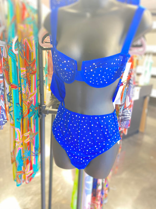 Royal Blue Diamond swimsuit - WaistLESS Couturing