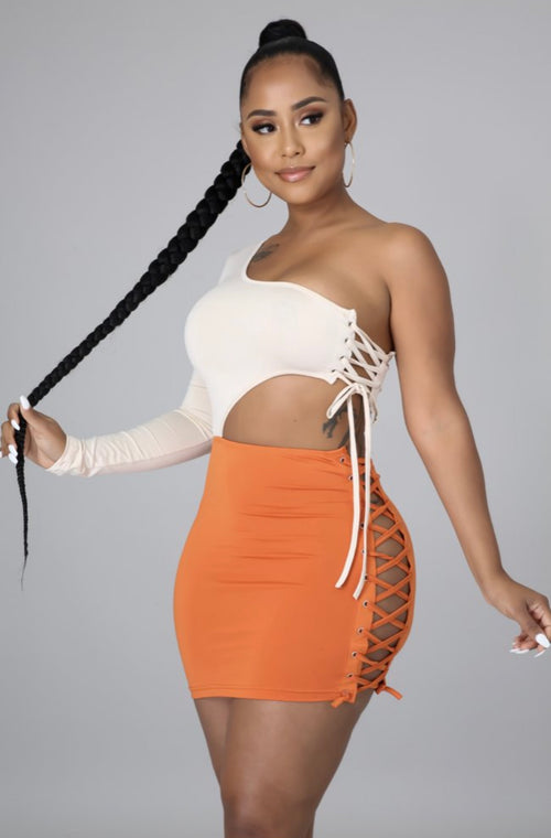 Tie Up Cut Out Dress - WaistLESS Couturing
