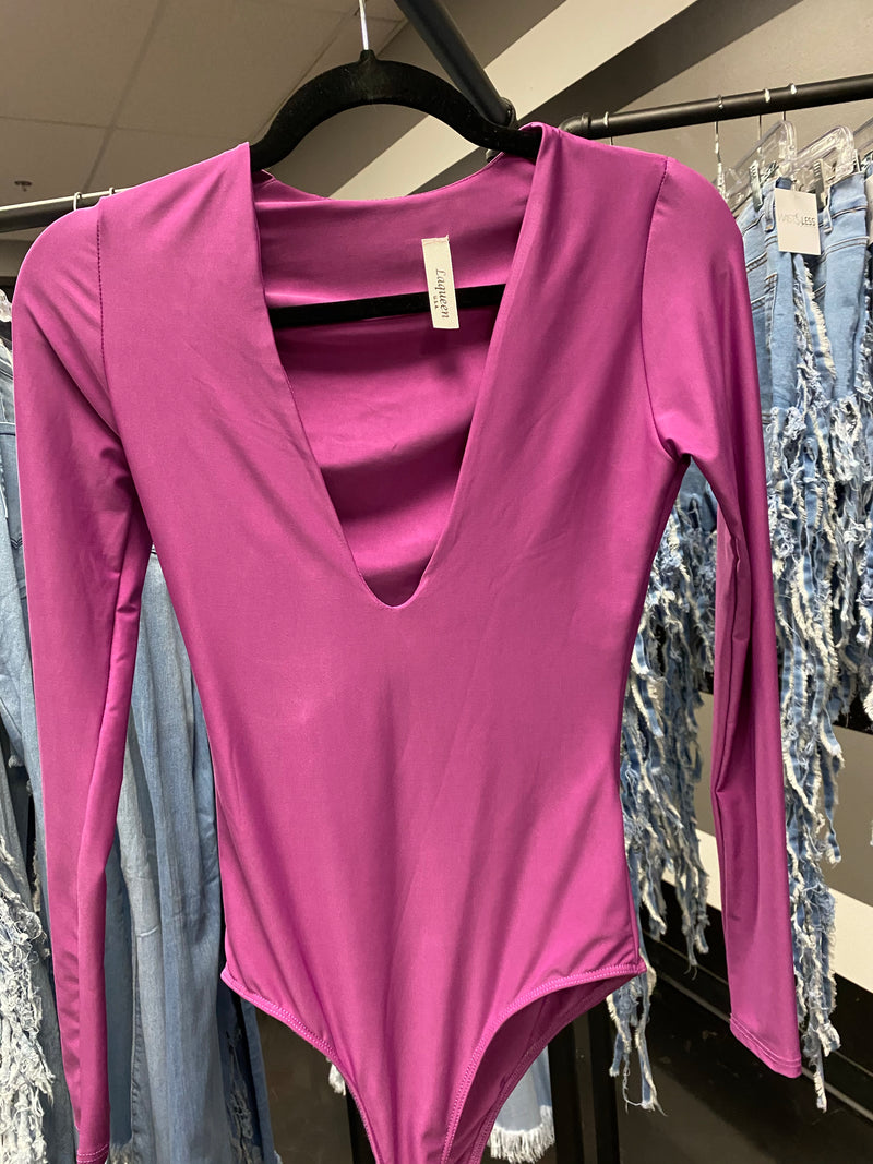 Pink  V-neck Bodysuit - WaistLESS Couturing