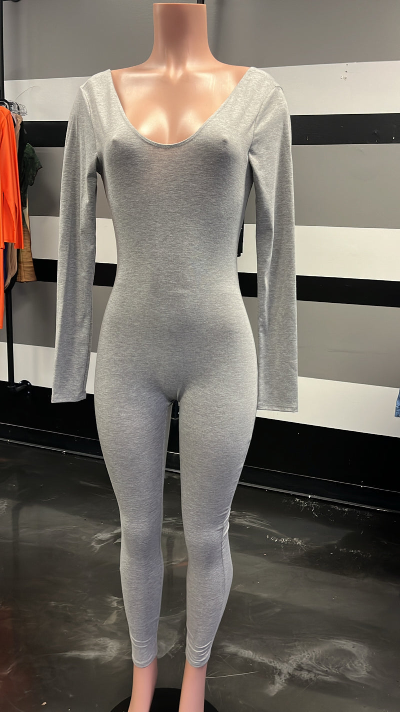 Grey Off Shoulder Jumpsuit