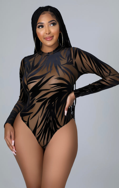 Long Sleeve Black Nude Bodysuit - WaistLESS Couturing