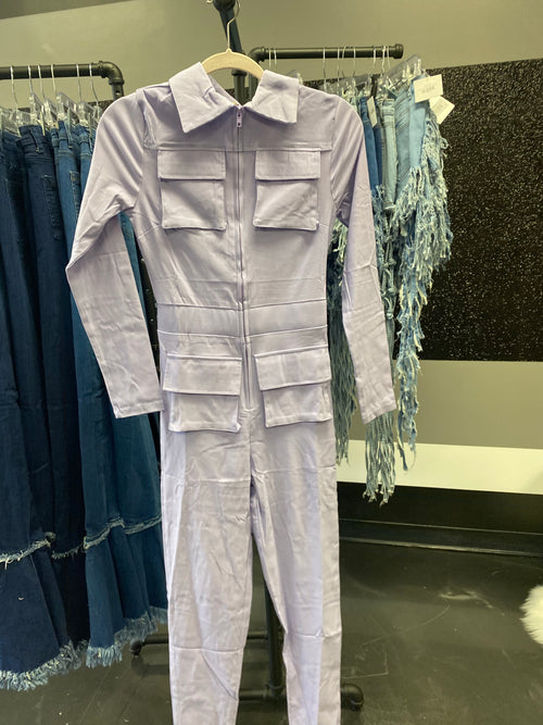 Lavender cargo jumpsuit - WaistLESS Couturing