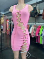 Pink Side Out Tie Up Dress - WaistLESS Couturing