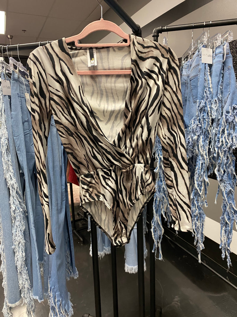 Zebra Wrap Bodysuit - WaistLESS Couturing